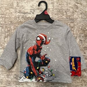 Marvel Spider-Man Gray Long Sleeve Holiday Shirt size 12M-NWT